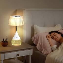 Harper Living RGB Table Lamp, Water Base 7-Colour Changing, Touch Control, Pleated in White - thumbnail 2