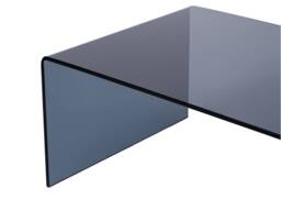 Vente-unique Curved Smoked Tempered Glass Coffee Table - Black - ALONZO in Clear - thumbnail 8