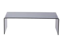 Vente-unique Curved Smoked Tempered Glass Coffee Table - Black - ALONZO in Clear - thumbnail 5