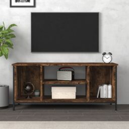 Berkfield Home TV Cabinet Smoked Oak 102x35x45 cm Engineered Wood in Brown - Size: 102 x 35 x 45 cm - thumbnail 3