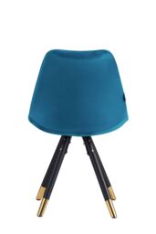 Life Interiors Set of 2 Sofia Ergonomic Modern Dining Chairs Upholstered in Velvet, Metal Legs with Gold End Caps in Blue - thumbnail 4