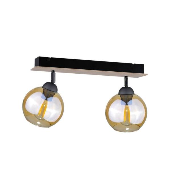 Netlighting Thea Twin Ceiling Spotlight Wood 50cm 2x E27 in Brown