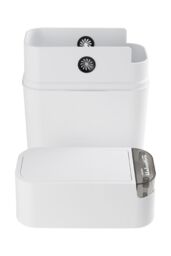 Living and Home Slim Press-type Rubbish Bin Trash Can with Lid Kitchen Bathroom Dustbin in White - thumbnail 9