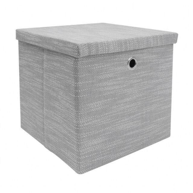 JVL Serena Foldable Storage Box with Lid in Light Grey - image 1