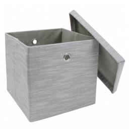 JVL Serena Foldable Storage Box with Lid in Light Grey - thumbnail 3