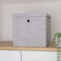 JVL Serena Foldable Storage Box with Lid in Light Grey - thumbnail 7
