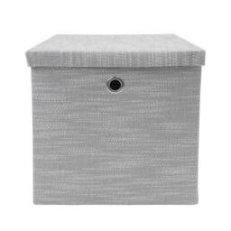 JVL Serena Foldable Storage Box with Lid in Light Grey - thumbnail 2