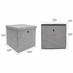 JVL Serena Foldable Storage Box with Lid in Light Grey - thumbnail 9