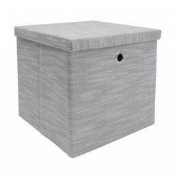 JVL Serena Foldable Storage Box with Lid in Light Grey - thumbnail 1
