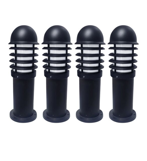 First Choice Lighting Set of 4 Mason - Black Louvred 475mm Post Lights - image 1