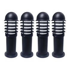 First Choice Lighting Set of 4 Mason - Black Louvred 475mm Post Lights - thumbnail 1