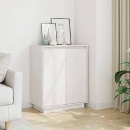 Berkfield Home Sideboard White 60x34x75 cm Solid Wood Pine - Size: 60 x 34 x 75 cm - thumbnail 2