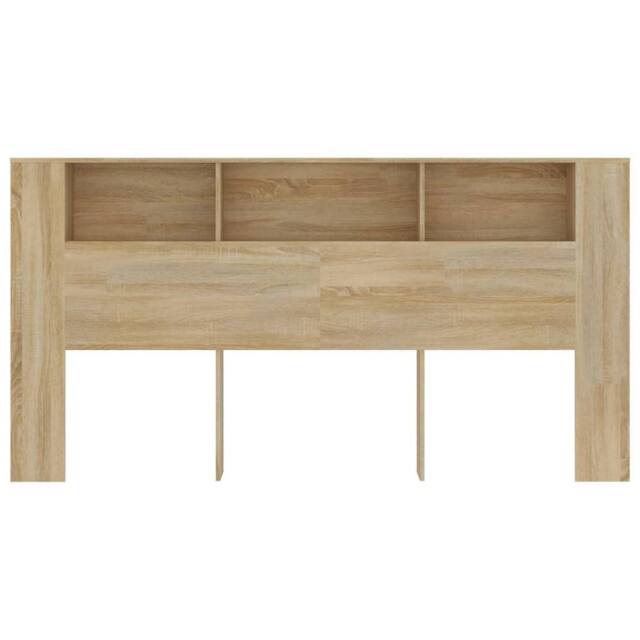 Berkfield Home Headboard Cabinet Sonoma Oak 200x18.5x104.5 cm in Light Brown - image 1