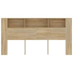 Berkfield Home Headboard Cabinet Sonoma Oak 200x18.5x104.5 cm in Light Brown - thumbnail 1
