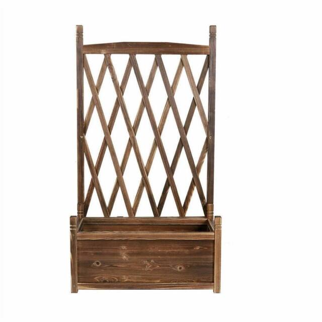 FLAVORA Wooden Raised Plant Bed With Climbing Trellis in Brown - Size: 100g - image 1