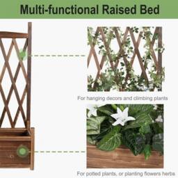 FLAVORA Wooden Raised Plant Bed With Climbing Trellis in Brown - Size: 100g - thumbnail 4