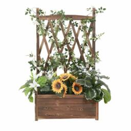 FLAVORA Wooden Raised Plant Bed With Climbing Trellis in Brown - Size: 100g - thumbnail 3