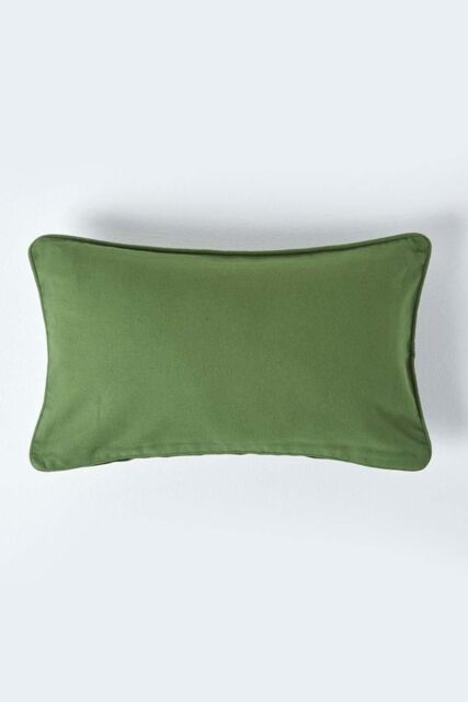 Homescapes Cotton Plain Cushion Cover in Olive - Size: 60 cm x 60 cm - image 1