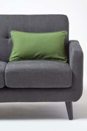 Homescapes Cotton Plain Cushion Cover in Olive - Size: 60 cm x 60 cm - thumbnail 4