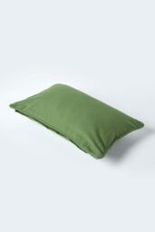 Homescapes Cotton Plain Cushion Cover in Olive - Size: 60 cm x 60 cm - thumbnail 3