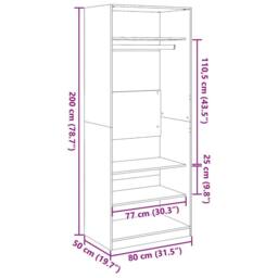 Berkfield Home Wardrobe White 80x50x200 cm Engineered Wood - Size: 80 x 50 x 200 cm - thumbnail 9
