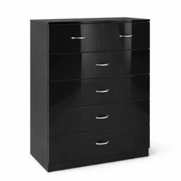Harmin High Gloss Black 6-Drawer Chest of Drawers - Modern Storage Unit - thumbnail 6