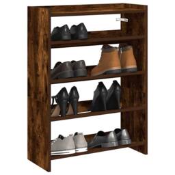 Berkfield Home Shoe Rack Smoked Oak 60x25x62 cm Engineered Wood in Brown - Size: 60 x 25 x 62 cm - thumbnail 2