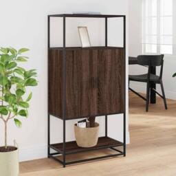 Berkfield Home Highboard Brown Oak 68x35x139 cm Engineered Wood & Metal - Size: 68 x 35 x 139 cm
