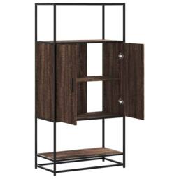 Berkfield Home Highboard Brown Oak 68x35x139 cm Engineered Wood & Metal - Size: 68 x 35 x 139 cm - thumbnail 7