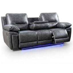 Furniture 786 Sara Electric Leather 3+2 Seater Sofa Set Suite in Black - thumbnail 5