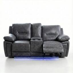 Furniture 786 Sara Electric Leather 3+2 Seater Sofa Set Suite in Black - thumbnail 9