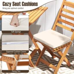Costway 3 PCS Acacia Wood Bistro Set Folding Patio Chairs & Table Set in Natural - thumbnail 6