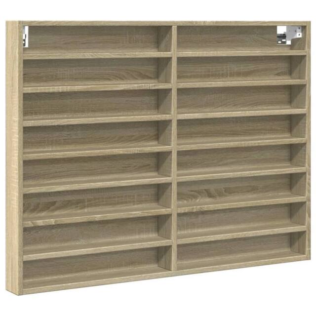 Berkfield Home Vitrine Cabinet Sonoma Oak 100x8.5x75 cm Engineered Wood in Light Tan - image 1