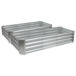 Harbour Housewares Raised Garden Beds - 2x Rectangular Bottomless Galvanised Steel Planter 180 x 90cm in Silver - Size: 180 x 90 cm - thumbnail 1