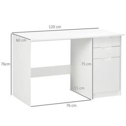 VOGREX Modern Home Office Computer Desk with Drawers in White - thumbnail 2