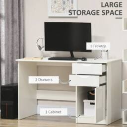 VOGREX Modern Home Office Computer Desk with Drawers in White - thumbnail 6