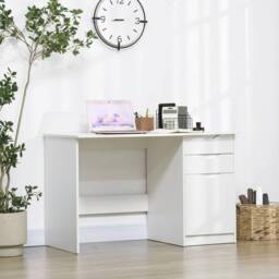 VOGREX Modern Home Office Computer Desk with Drawers in White - thumbnail 3