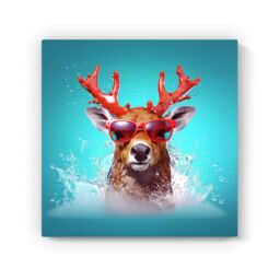 "Warren Reed - Designer Rudolph With Reed Antlers Canvas - Size: W30"" x H30""" - thumbnail 2
