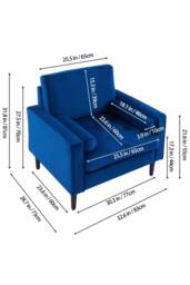 Living and Home Mid-Century Fleece Fabric Single Sofa Armchair in Blue - thumbnail 2
