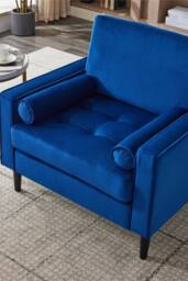 Living and Home Mid-Century Fleece Fabric Single Sofa Armchair in Blue - thumbnail 7