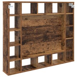Berkfield Home Mirror Cabinet with LED Strip Lights with Shelf Wall-mounted with Storage with Mirror Old wood Engineered wood in Brown - thumbnail 6