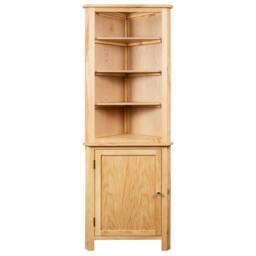 Berkfield Home Corner Cabinet 59x36x180 cm Solid Oak Wood in Brown - Size: 59 x 36 x 180 cm - thumbnail 2