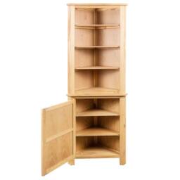 Berkfield Home Corner Cabinet 59x36x180 cm Solid Oak Wood in Brown - Size: 59 x 36 x 180 cm - thumbnail 3