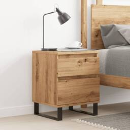 Berkfield Home Modern Bedside Cabinet Artisan Oak 40x35x50 cm Engineered Wood in Brown - Size: 40 x 35 x 50 cm - thumbnail 1