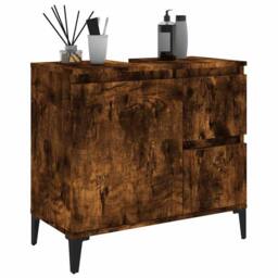 Berkfield Home Durable Bathroom Cabinet Smoked Oak 65x33x60 cm Engineered Wood in Brown - Size: 65 x 33 x 60 cm - thumbnail 5