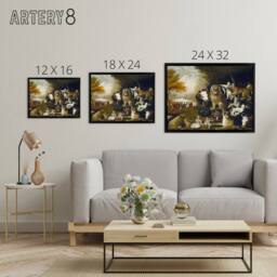 "Artery8 Edward Hicks The Peaceable Kingdom Framed Canvas Wall Art Print in Brown - Size: W12"" x H16""" - thumbnail 4