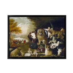 "Artery8 Edward Hicks The Peaceable Kingdom Framed Canvas Wall Art Print in Brown - Size: W12"" x H16""" - thumbnail 1