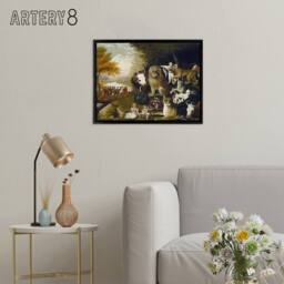 "Artery8 Edward Hicks The Peaceable Kingdom Framed Canvas Wall Art Print in Brown - Size: W12"" x H16""" - thumbnail 3