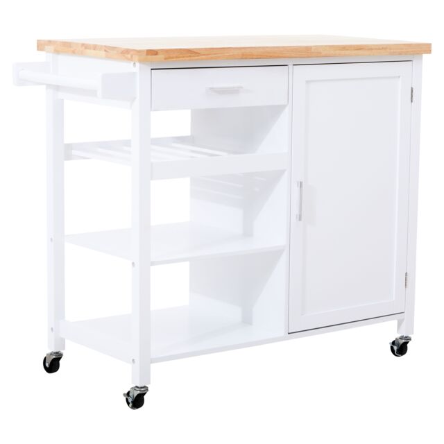 Orsina Sturdy Black Kitchen Trolley, Compact Kitchen Trolley For Entertaining Guests, Versatile Kitchen Trolley in White - image 1