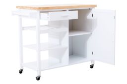 Orsina Sturdy Black Kitchen Trolley, Compact Kitchen Trolley For Entertaining Guests, Versatile Kitchen Trolley in White - thumbnail 2